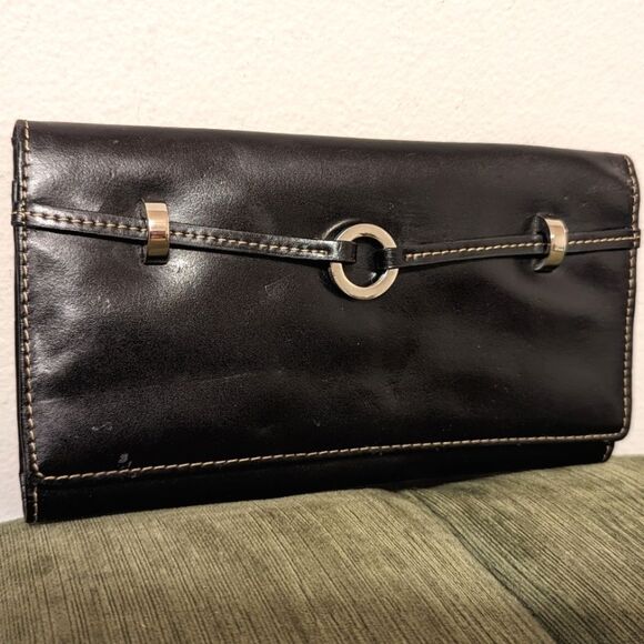 Wilsons Black Leather Checkbook and Card Wallet Organizer - Picture 11 of 11